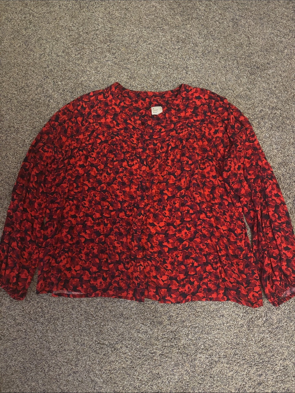 A New Day Red Floral Long-Sleeve Women’s Top